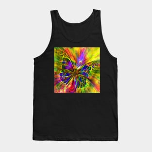 Psychedelic butterfly done in an abstract colorful hippie graphic design Tank Top